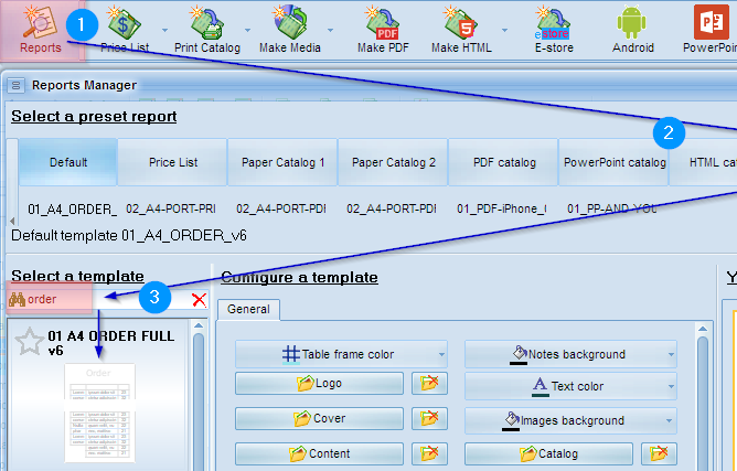 Select a simple order template