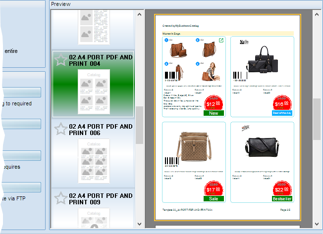 Select a catalog template / 4 item per page - portrait