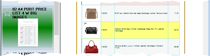Create a classic price sheet using template with big images
