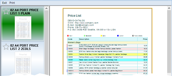 Create a classic price sheet using template