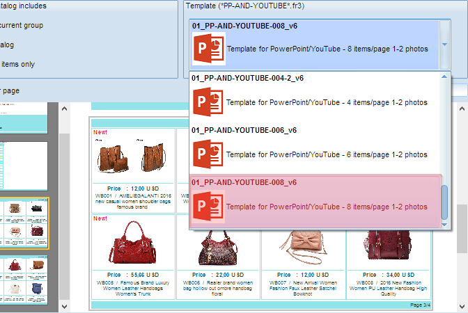 The PowerPoint and YouTube template - eight product per frame