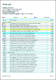 Example classic Price list design